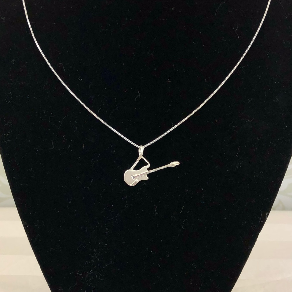 Sterling Silver Guitar Necklace